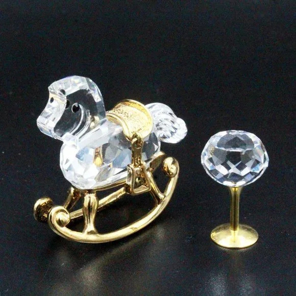 Authentic Swarovski Crystal Rocking Horse Gold Plate Figurine